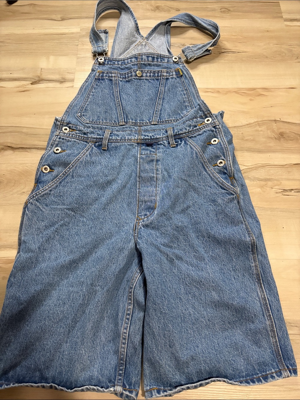 Vintage Esprit Light Wash Denim Overalls Size Small 90s Y2K jorts classic blue